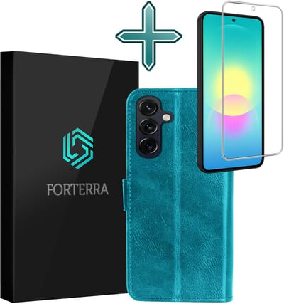 Hoesje Met Screenprotector - Geschikt voor Samsung Galaxy A27 - Luxe Pasjeshouder - Flipcase - Bookcase Portemonee - Flip Case - Kunstleer Book Case - Book Cover - Walletcase - Portemonneehoes - Turquoise