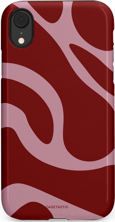 Casetastic hoesje geschikt voor Apple iPhone XR - Dubbellaagse bescherming - Roze Rode Framboos Blobs - Fashion Case - Bordeaux Lila