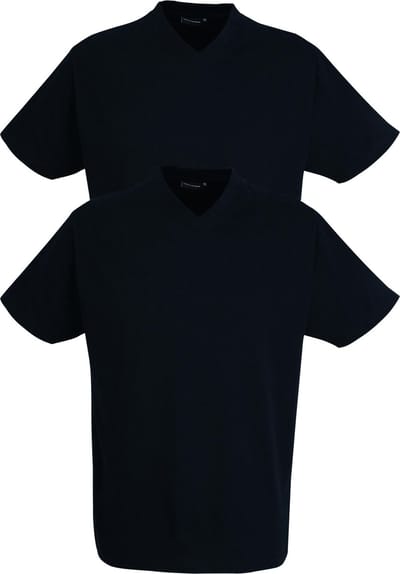 Gotzburg heren T-shirts regular fit V-hals (2-pack) - zwart