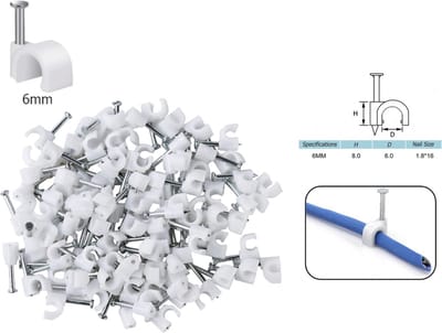 PD® - Kabelhouder - Kabelclips - 50 stuks - 6mm - Wit