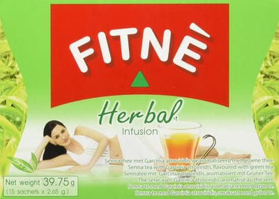 Fitne Groene Thee met Senna Bladeren 6-pack (6 x 40 g) – Detox Thee met Garcinia | Kruidige Afslankthee met Laag Cafeïnegehalte, Thaise Afslankthee met Kajal Sticker