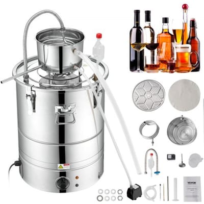 VEVOR Water Alcohol Distiller 50L Distillatiesysteem 2800W RVS Sterkedrank Distilleerder Complete Set Inbegrepen, Eindproducten Fruitwijnen, Whisky, Schnapps, Champagne, Wodka etc.