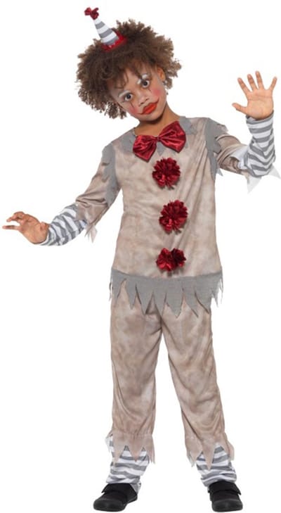 Smiffys - Vintage Clown Boy Kinder Kostuum - Kids tm 12 jaar - Grijs/Rood