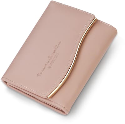 Dailygoods - Andiker Kleine portemonnee voor dames, eenvoudige stijlvolle damesportemonnee met metalen sluiting, drievoudige drukknoopsluiting, ID-vakken voor dagelijks gebruik en reizen, roze, 11,5 × 9 × 2,5 cm