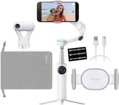 Insta360 Flow 2 AI Tracker Bundle - Summit White - Spotlight - Gebarenbesturing