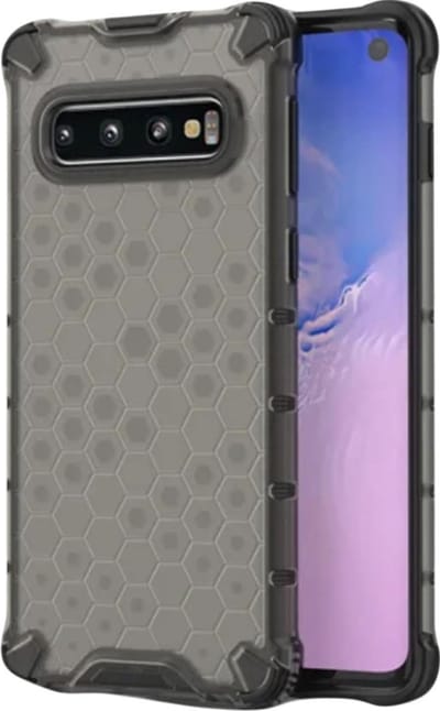 DrPhone Samsung Galaxy S10 Honeycomb Hoes met Verstevigde Rand – Anti-Drop Case – Zwart
