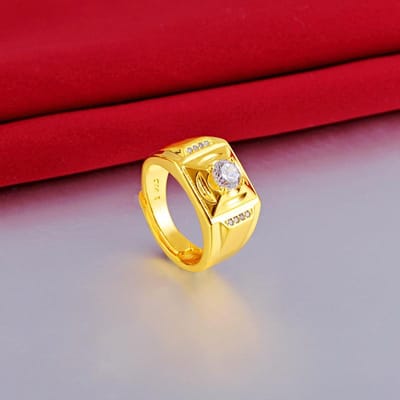 Bague Homme Large Audacieuse Or 24K Au999 | Breloque Magnétique Amovible Avec Inscriptions, Imposante Pour les Banquets resizable brown
