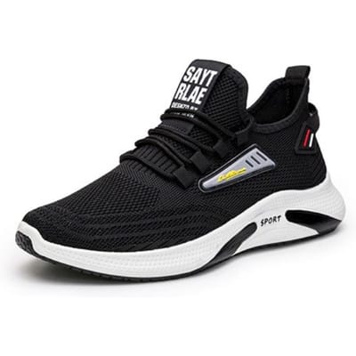 Heren Sneaker Nieuwe Mode Flyknit Casual Schoenen Mesh Herenschoenen Ademende Casual Hardloopschoenen Heren 44 black