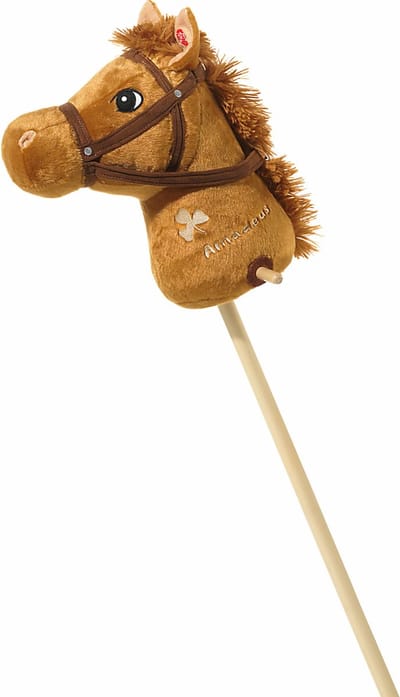 Pluche stokpaard bruin met geluid 110 cm - Speelgoed - Actief spelen - Paard/pony speelgoed