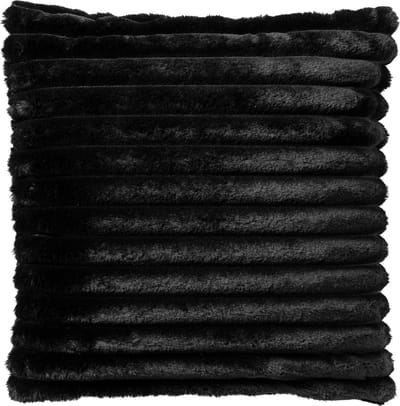 Dutch Decor HAZEL - kussenhoes 50x50 cm - effen gestreept imitatiebont - Raven - zwart - met rits - zonder binnenkussen