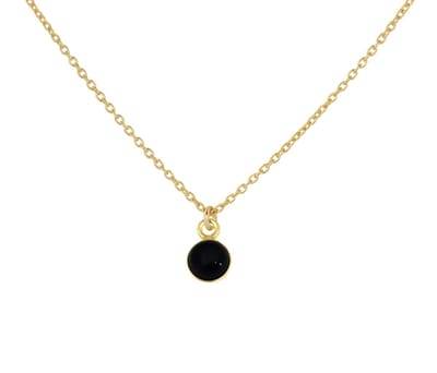 ARLIZI 2140 Ketting zwart onyx cabochon hanger - verguld - 44 cm