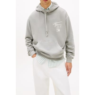 Tommy Hilfiger Relaxed Neon Washed Hoodie Gravel Grey Größe: S | Kaputzenpullis Outlet | Herren | Grau