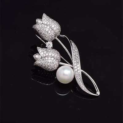 Broche Steentjes Tulp Bloem Broche Anti-Reflectie Pak Broche Kraagspeld Sieraden gray