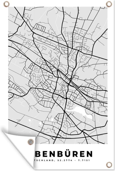 Muurdecoratie Duitsland - Plattegrond - Kaart - Ibbenbüren - Stadskaart - 120x180 cm - Tuinposter - Tuindoek