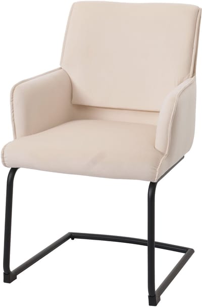 Sledestoel MCW-N60, eetkamerstoel keukenstoel, stof/textiel Oeko-Tex ~ crème-beige