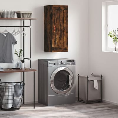 vidaXL - Wandkast - 34,5x34x90 - cm - bewerkt - hout - gerookt - eikenkleurig