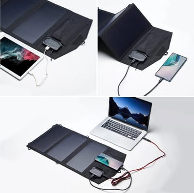 Draagbaar zonnepaneel - 21W - Opvouwbaar zonnepaneel - Powerbank zonneenergie - Draagbaar zonnepaneel - Zonnepaneel usb - Powerbank zonnepaneel - Solar powerbank - Geschikt voor Mobiel, Camera en laptop - Waterdicht