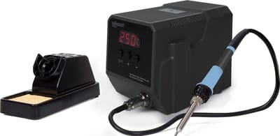 Velleman Soldeerstation 90W met LED-display en keramisch verwarmingselement, instelbare temperatuur 50–480 °C, geschikt voor professionals en doe-het-zelvers