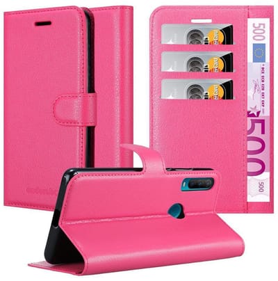 Cadorabo Hoesje geschikt voor Alcatel 1S 2020 in KERSEN ROZE - Beschermhoes met magnetische sluiting, standfunctie en kaartvakje Book Case Cover Etui