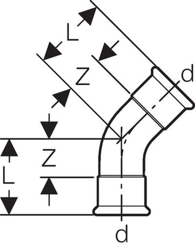 Geberit Mapress roestvrij staal bocht (LABS-vrij), DN 20, 80604