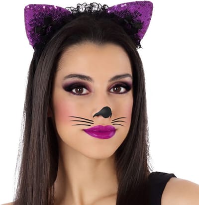 Atosa Verkleed diadeem - katten/poezen oren/oortjes - meisjes/dames - Carnaval
