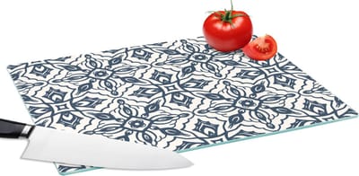 Glazen Snijplank - 39x28 - Patronen - Mandala - Blauw - Snijplanken Glas