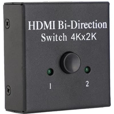 Qiilu HDMI-splitter 3D 1080P 4Kx2K HD bidirectionele HDMI-splitter 2-poorts schakelaarselector DC 5V / 1A