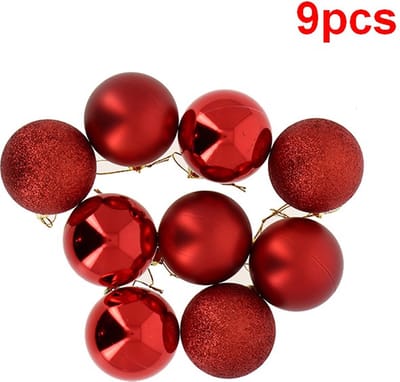 Kerstballen 9 st ROOD Ø6cm - Plastic - Rood - Rouge - SILUMEN