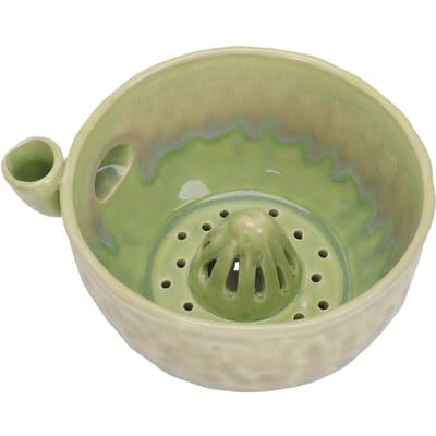 Bassin de Lavage Céramique Motif Spirale Baies Bassine de Rinçage Fruits avec Trou d'Égouttage Grande Ouverture Facile à Utiliser pour la Cuisine beige