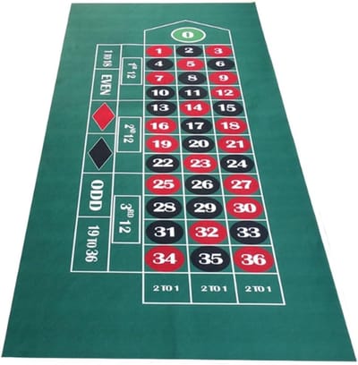 Roulette Mat - Speeltafel Vilt - Spelavonden Organiseren - Draagbaar en Duurzaam - 180 x 90 cm - Zwart