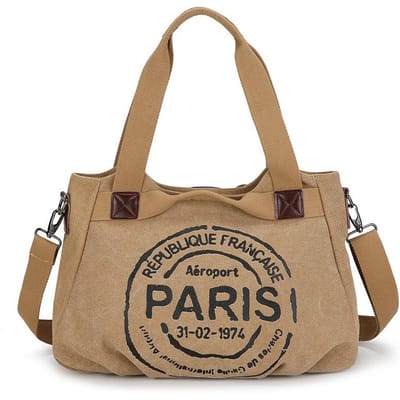 Nieuwe Stijl Stijlvolle Casual Handgedragen Canvas Modieuze Letter Tote Bag Grote Capaciteit Woon-werkverkeer Eén-schouder Tote Bag beige