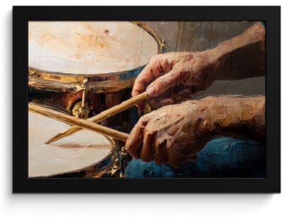 Poster in lijst - Fotolijst 30x20 cm - Posters - Drumstokken - Olieverf - Man - Posterlijst zwart - Decoratie - Wanddecoratie woonkamer - Muurdecoratie slaapkamer
