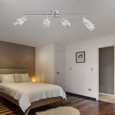 Plafondlamp, spot, verstelbaar, woonkamer, glas, chroom, opaal, L 69 cm