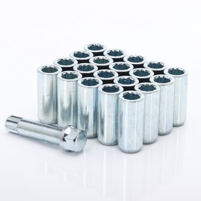 Conische wielmoeren - M14x2,0 - 45mm - Zilver - Set van 20 plus sleutel