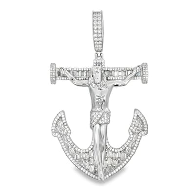 Juwelier Zwartevalk - Zilveren (gerhodineerd) anker met Jezus hanger - 24.342