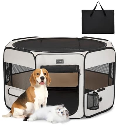 Opvouwbare Puppybox voor Kleine Dieren - Waterdichte Bodem, Kauwbestendig Design, 92 x 84 x 53 cm