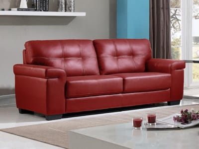 Vente-unique Driezitsbank van leer HAZEL - Rood