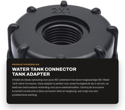 Dailygoods Water Tank Connector - Tank Adapter - Hoge kwaliteit - Zwart - Waterconnector - Geschikt voor tanks - 1" en 60mm draad