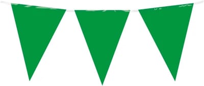 10 meter vlaggenlijn - Groen - 15 vlaggen - Plastic voor binnen & buiten - 30 cm vlaggen - Herbruikbare slinger