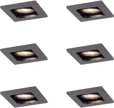 QAZQA 108380 - Inbouwspot - 6 stuks - L 10 cm - Gunmetal - Woonkamer | Slaapkamer | Keuken
