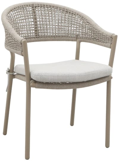 DÉJA Living Tuinstoel Bari - Beige/Taupe - Touw/Metaal - Set van 2