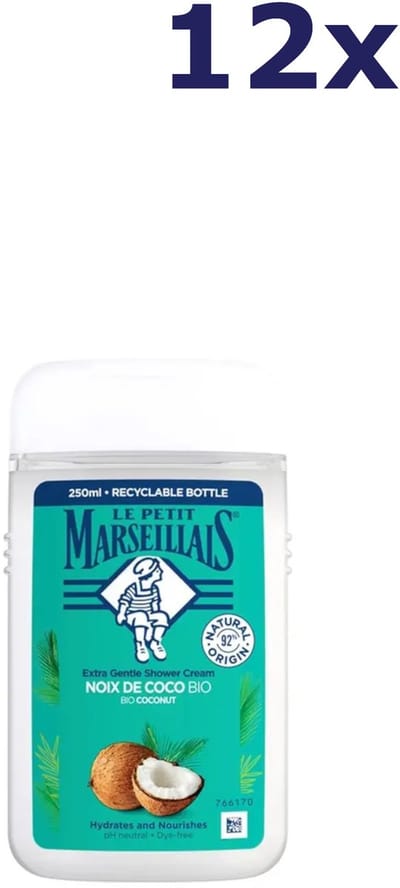 12x Le Petit Marseillais Bio Kokosnoot Shower Cream 250ML