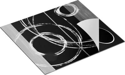 Chefcare Inductie Beschermer Abstracte Cirkels met een Lijn - Zwart Wit - 60x50 cm - Afdekplaat Inductie - Kookplaat Beschermer - Inductie Mat