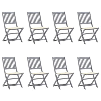 vidaXL - Inklapbare - stoelen - 8 - st - met - kussens - massief - acaciahout