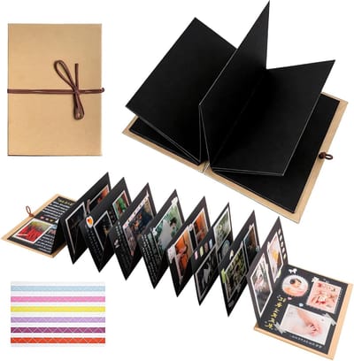 Vouwbaar Fotoalbum in Accordeonstijl, 28×21 cm, DIY Foto Boek voor Verjaardag, Bruiloft en Jubileum met Fotohoeken
