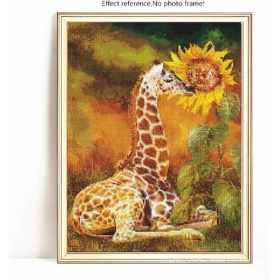 5D diamant schilderij volledige ronde dier giraffe diamant mozaïek strass foto borduurwerk 20X30 beige