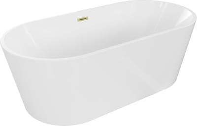 Mexen Luna vrijstaande badkuip 180 x 80 , wit, overloop goud geborsteld - 52031808000-55