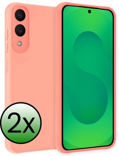 Hoesje 2 Stuks - Geschikt voor Samsung Galaxy S25 Edge - Sterk & Shockproof - Case Siliconen - Back Cover - Telefoon Hoes - Lichtroze