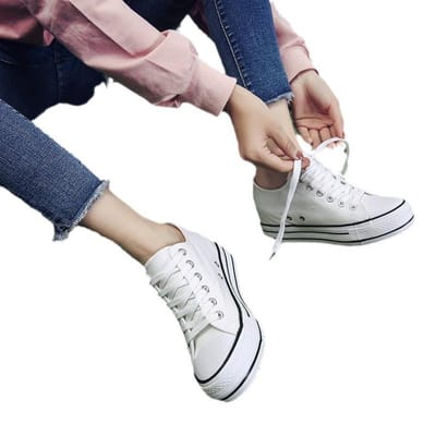 Binnenverhogende Canvas Schoenen Dames Lente en Zomer Nieuwe Platform Casual Damesschoenen Muffin Basisplaat Schoenen Veelzijdig 37