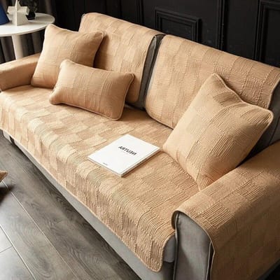 Zachte High-end blok Sofamat Universeel voor alle seizoenen Antislip Sofahoes Woonkamerhoes Handdoek Ruitjes Eenvoudig Kussen 70x70cm